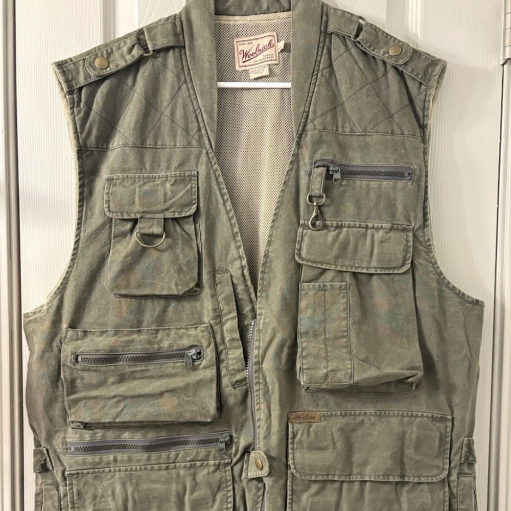 Woolrich Men’s Outdoor Fishing Utility Vest (L)- Military Green